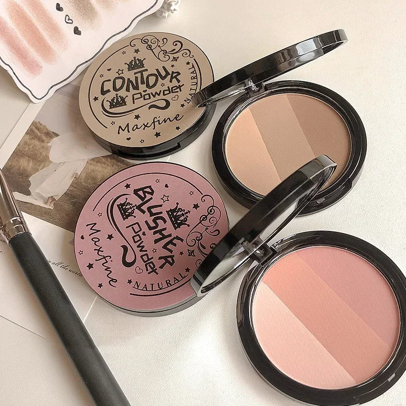3 in1 Three Colors Powder Tray Blush Contouring Waterproof Long Lasting Delicate Natural Face Makeup Peaceful Pleasures Health and Wellness