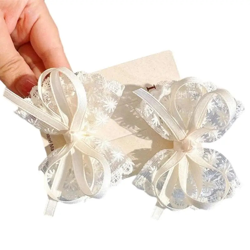 Lace Baby Hair Bows Hairpins – No-Slip Barrettes for Girls 2pc