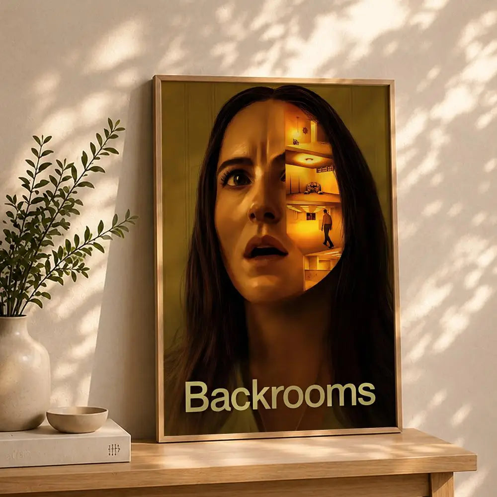 Backrooms Movie Poster HD Self-Adhesive Waterproof Wall Art Wall Art Poster Peaceful Pleasures Health and Wellness White3 40X50cmNoframe