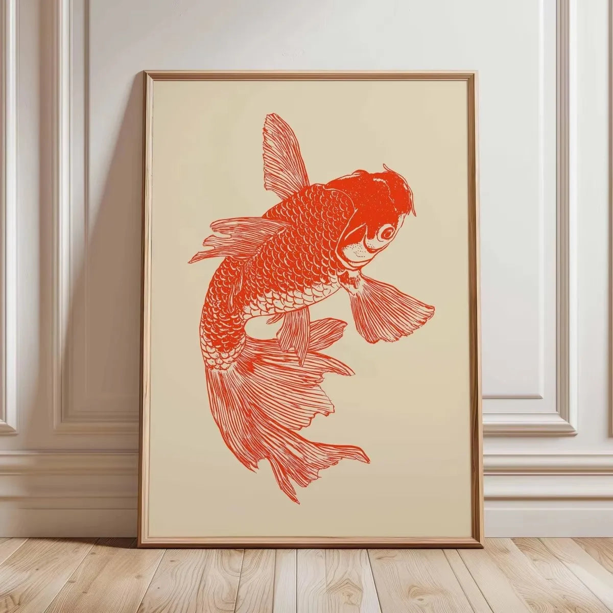 Japanese Red Koi Fish Canvas Print | Minimalist Wall Art