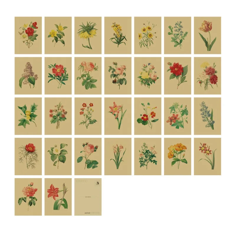Pierre-joseph Redoute Plant Illustration Postcard Retro Kraft Paper