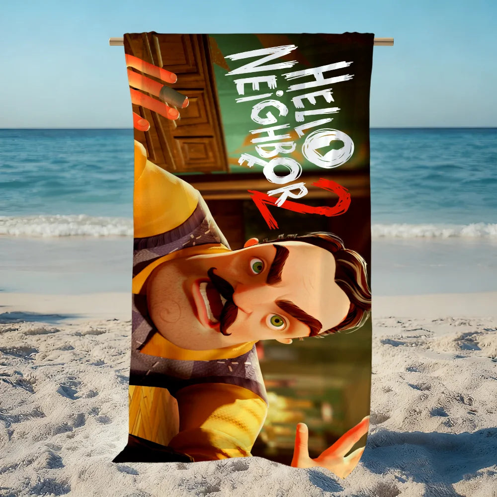 Hello Neighbor Horror Game Quick-Dry Beach Towel | Fun Gift Quick-Dry Beach Towel Peaceful Pleasures Health and Wellness