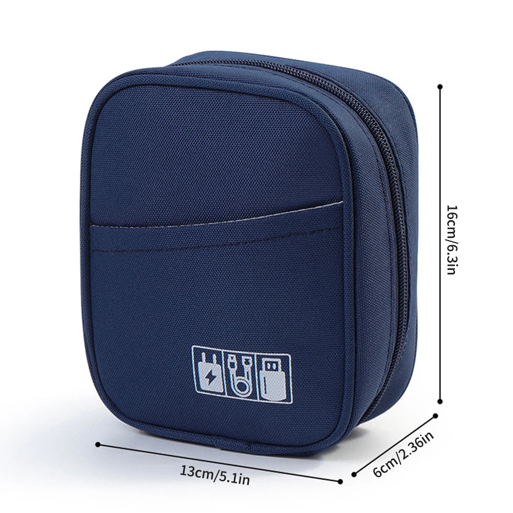 Waterproof Portable Cable Organizer Bag - Travel Digital Accessories Pouch for USB Power Bank Earphones Storage Case with Zipper Peaceful Pleasures Health and Wellness DEEP BLUE