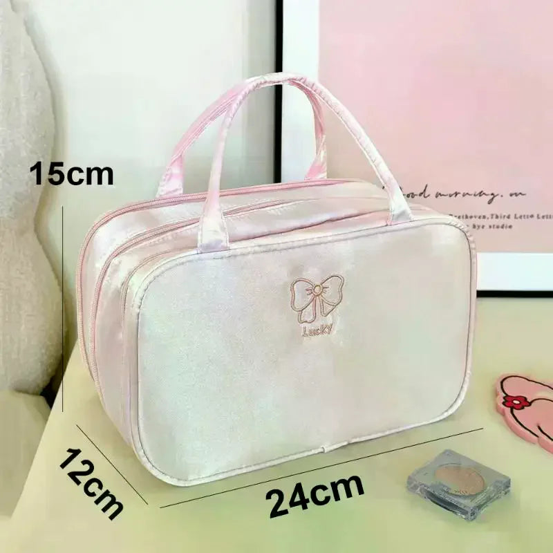 Large Travel Cosmetic Bag – Lightweight Nylon Toiletry Organizer