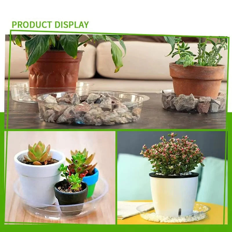 Transparent Plant Saucer Tray Anti-Slip Waterproof 5-Pack