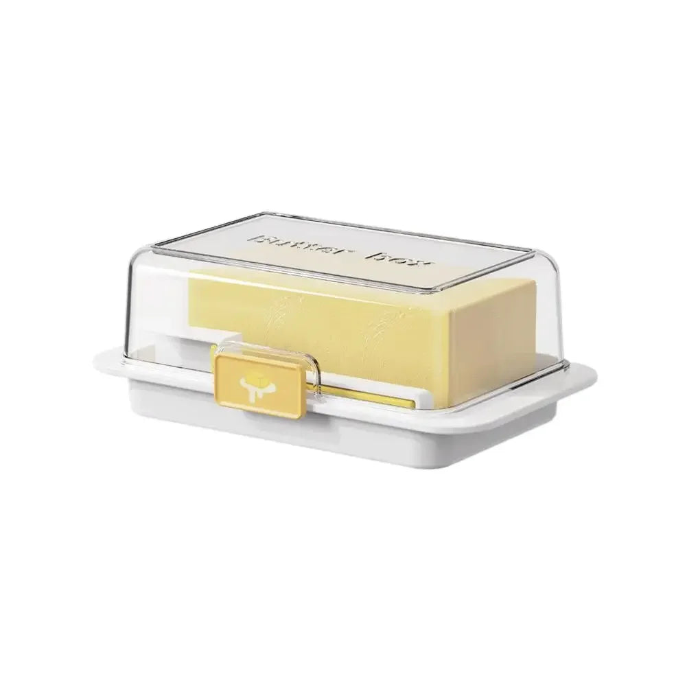 Sealed Butter Cheese Storage Box Integrated Cutter Design, Food Grade Safe PP Moisture-proof Fridge Organizer For Home Kitchen Peaceful Pleasures Health and Wellness with Spoon