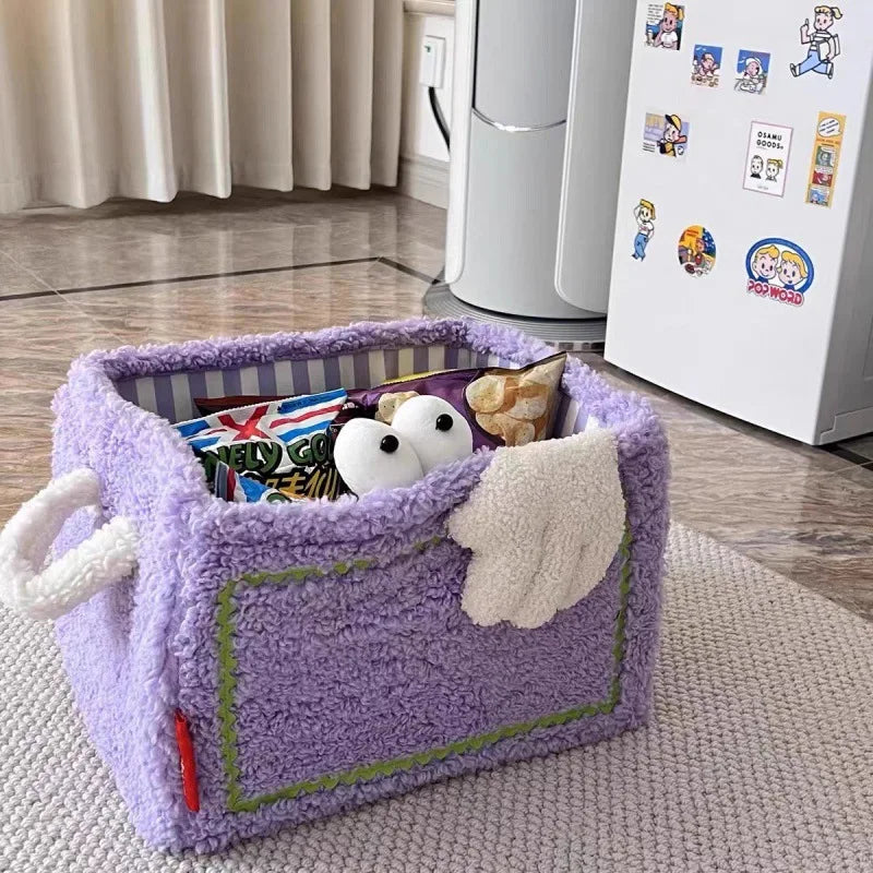 Plush Storage Basket Storage Box High Appearance Monster Toys Snacks Sorting and Storage Basket Large Capacity Storage Artifact Peaceful Pleasures Health and Wellness PURPLE 30x25x20cm