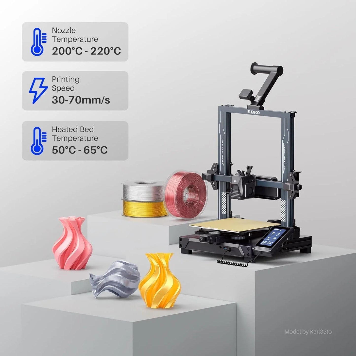 Silk PLA Filament 1.75mm 4-Spool 1KG Bundle for FDM Printers