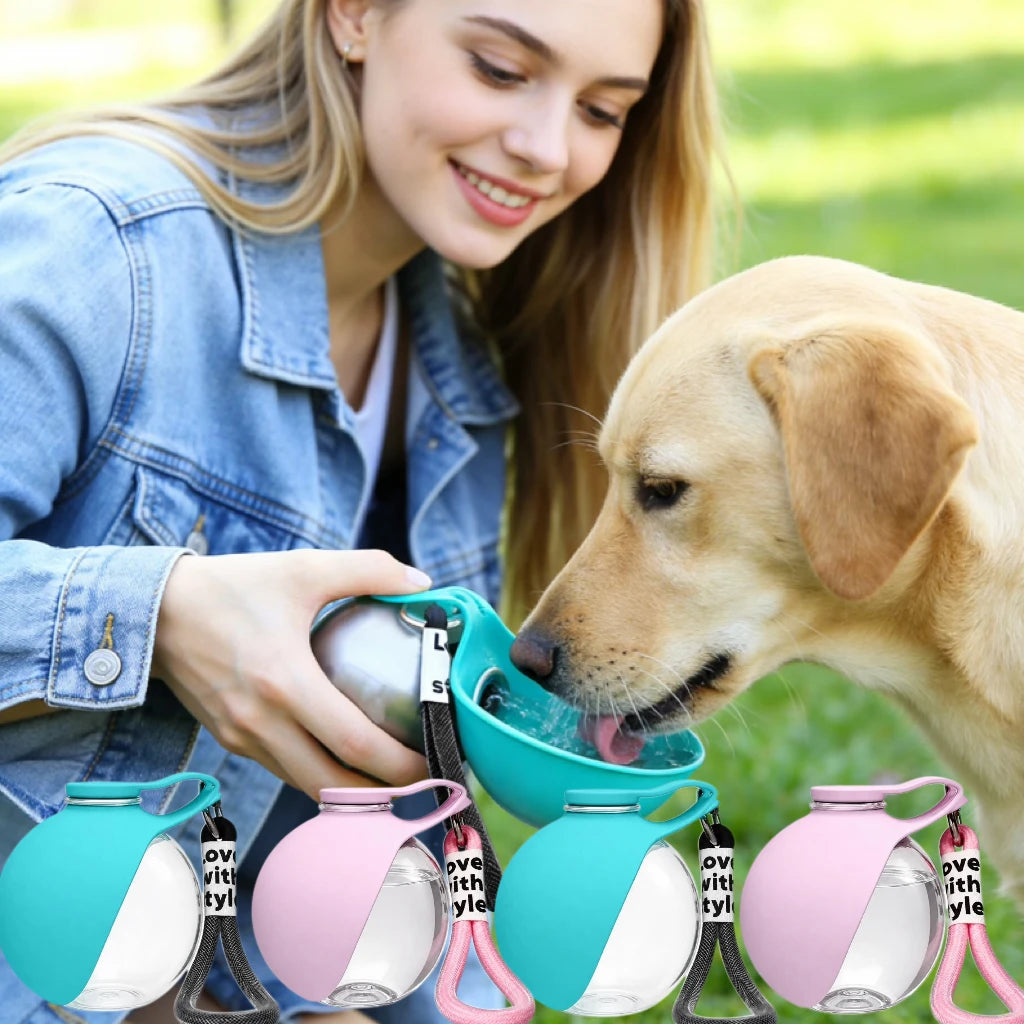 2-in-1 Pet Silicone Hiking Feeders Creative Portable Outdoor Pet Water Cup Leak Proof Compact Dog Travel Walking Drinking Bowl Peaceful Pleasures Health and Wellness