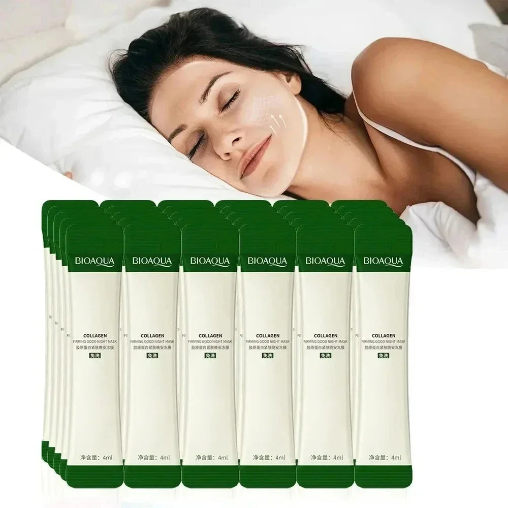 30pcs BIOAQUA Collagen Sleeping Facial Masks skincare Moisturizing Brightening Firming Face Mask Peaceful Pleasures Health and Wellness