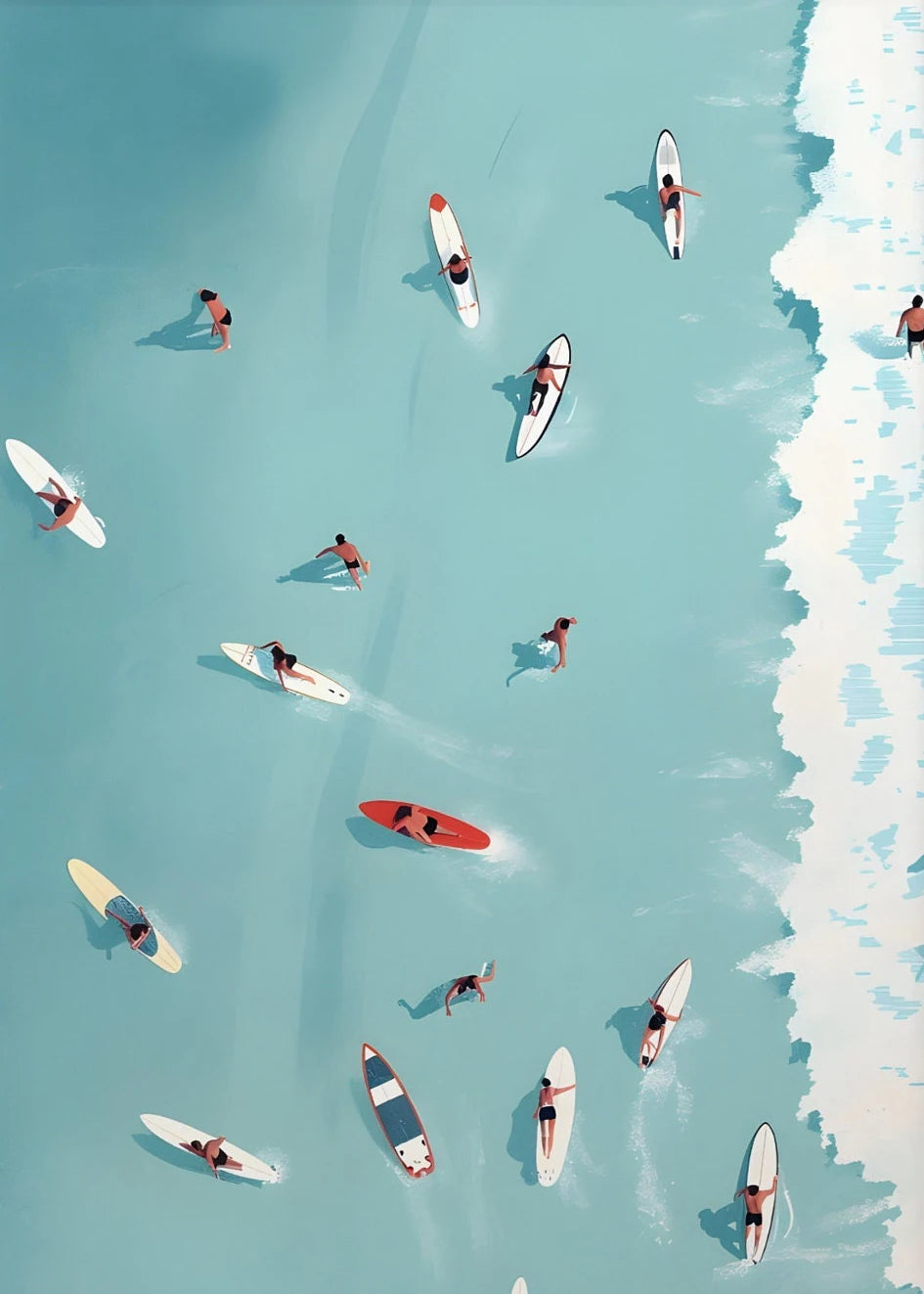 Beach Sea Ocean Boat Wall Art Prints Nordic Poster Canvas Painting Picture for Living Room Decor Summer Girl Swimming Pool Party Peaceful Pleasures Health and Wellness T80304-04 30x40cm Unframed