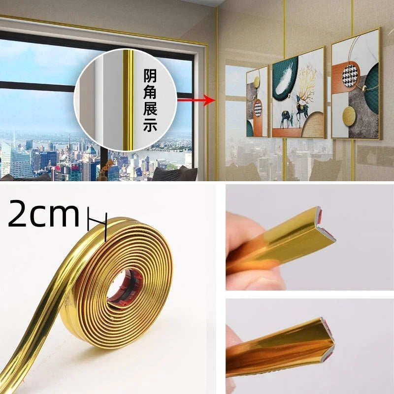 Home Decoration Stickers Self-adhesive Room Decor 5M Furniture Edge Protections Baby Safety Tape Wall Sticker Strips Posters Peaceful Pleasures Health and Wellness gold-2cm 5M