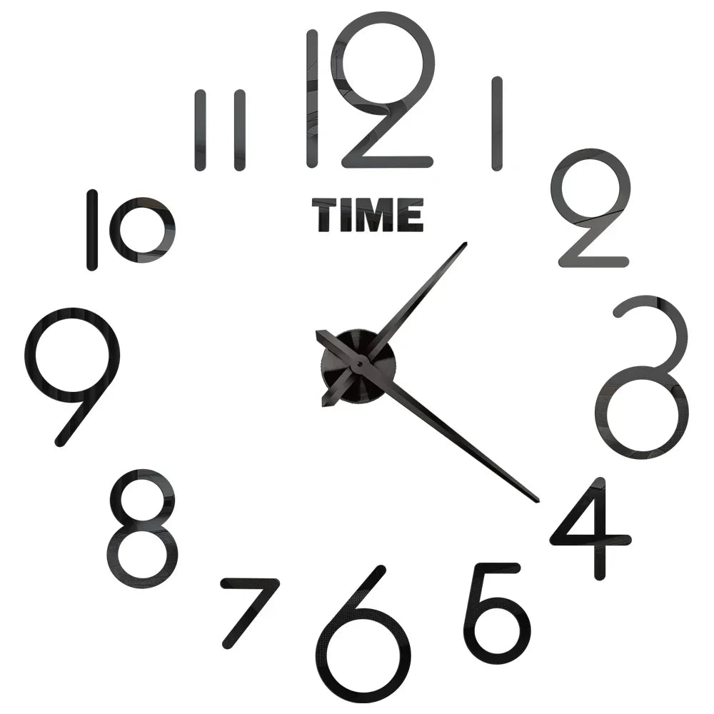 Large 3D DIY Acrylic Wall Clock – Luminous, Frameless, Adjustable Size for Living Room & Home Decor