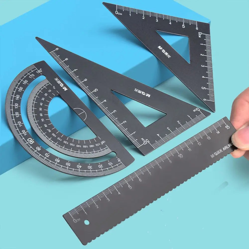 Hollow High quality School Office Maths Geometry Examination Stationery Aluminium Ruler Set Metal Rulers Drafting Supplies Peaceful Pleasures Health and Wellness