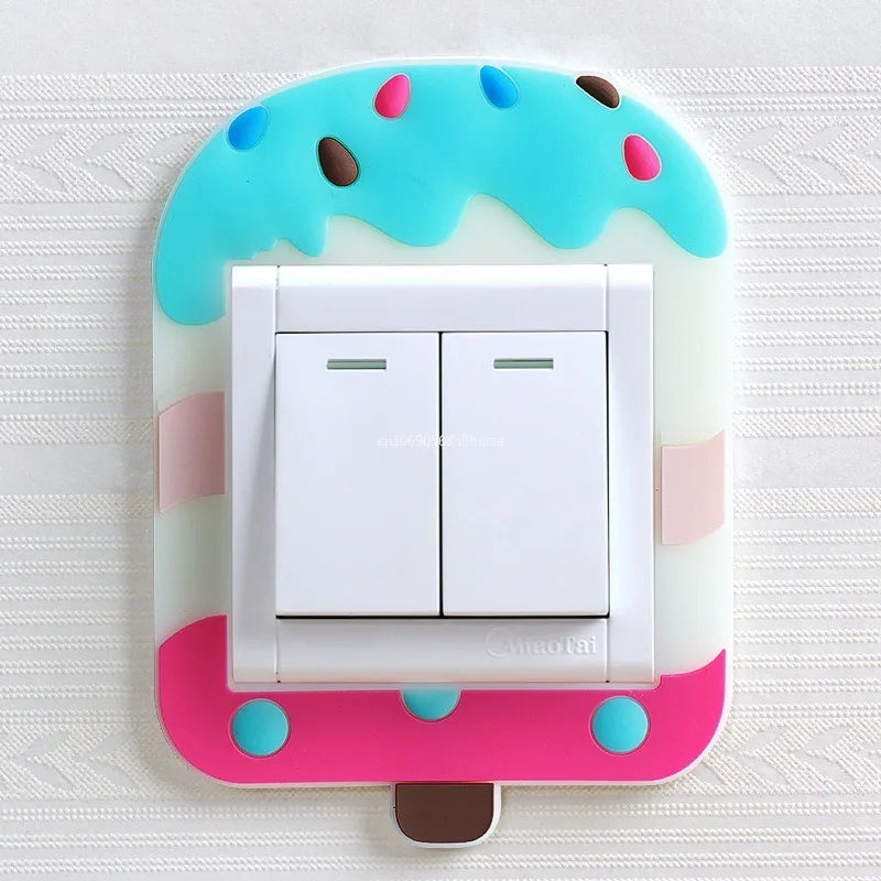 1pcs Children Bedroom Switch Stickers Home Decoration Luminous Silicone Switch Covers Kawaii Cartoon Animals Switch 3D Stickers Peaceful Pleasures Health and Wellness
