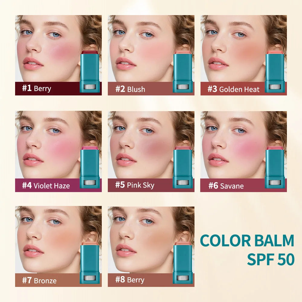 Lip & Cheek Color Balm SPF 50 Mineral Broad Spectrum Sun Protection Water Sweat Resistant Hydrating Long Lasting Buildable Blush Peaceful Pleasures Health and Wellness