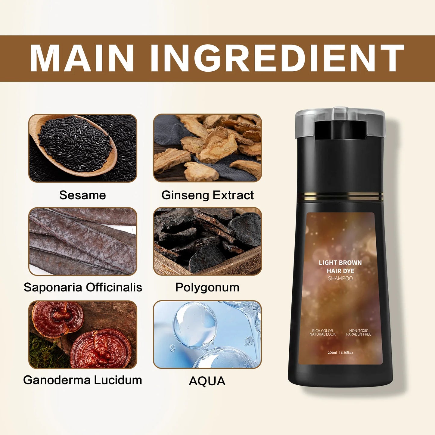 200ml Hair Dye Shampoo Natural Black Brown Color Coverage Long Lasting Grey Tint Root Touch Up Salon Home Use Shampoo Hair Care Peaceful Pleasures Health and Wellness