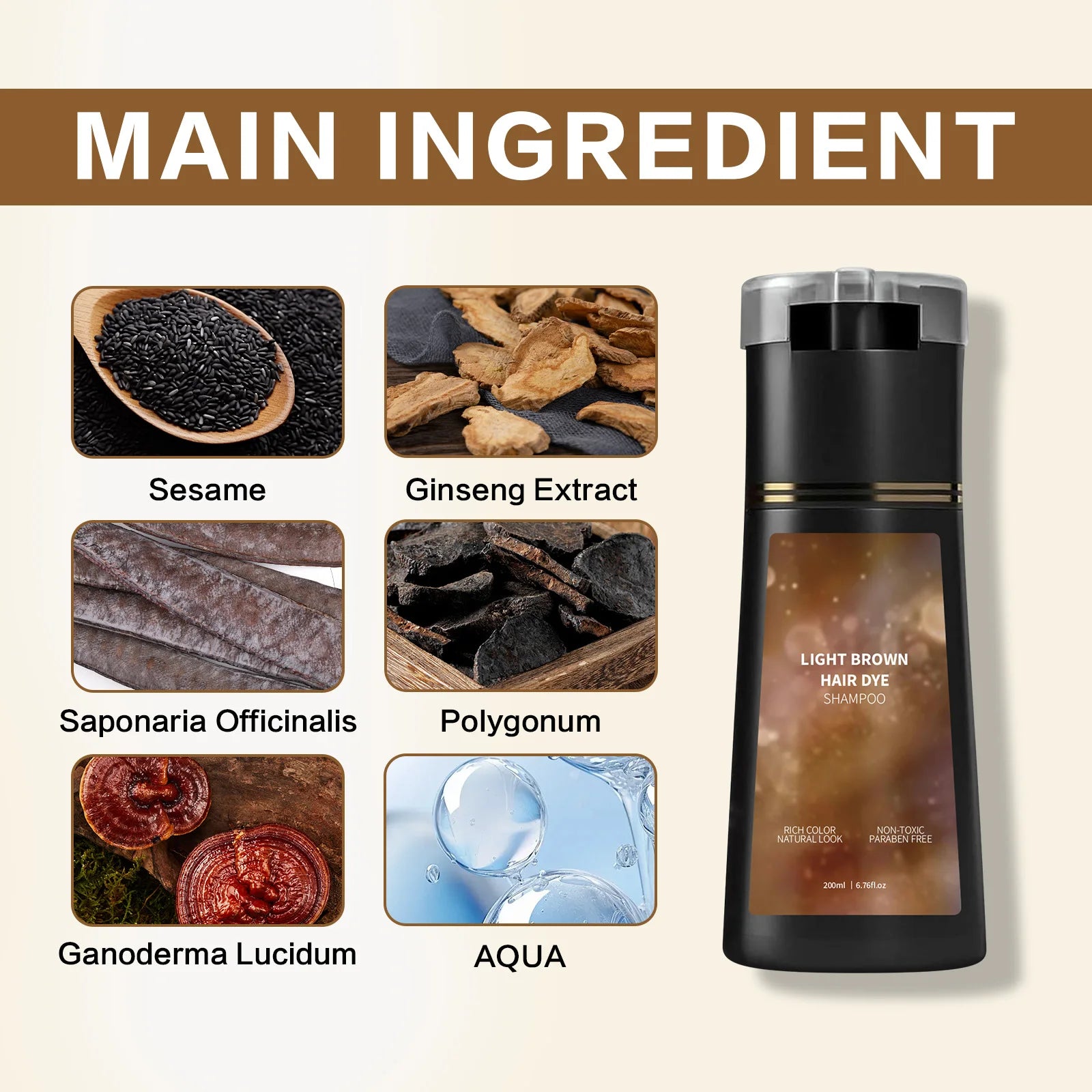 200ml Hair Dye Shampoo Natural Black Brown Color Coverage Long Lasting Grey Tint Root Touch Up Salon Home Use Shampoo Hair Care Peaceful Pleasures Health and Wellness
