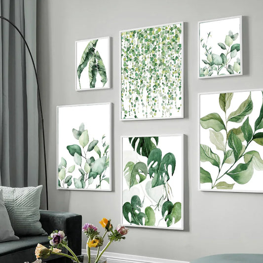 Palm Leaf Nordic Canvas Wall Art | Spring Green Botanical Print Botanical Canvas Print Peaceful Pleasures Health and Wellness