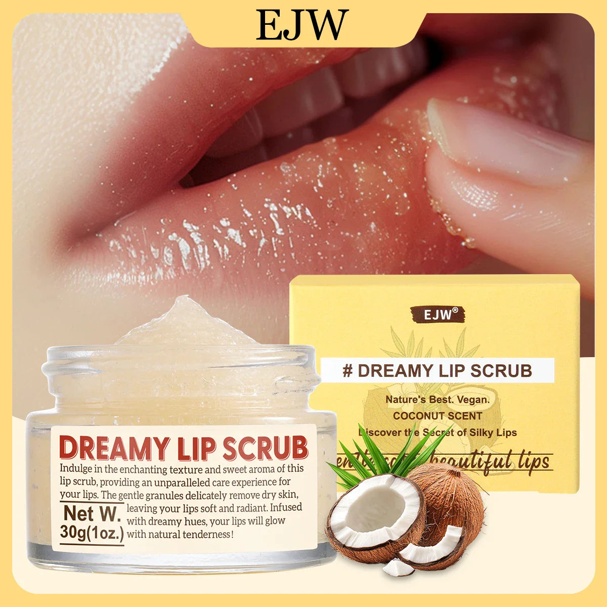 Strawberry Sugar Lip Scrub – Exfoliator & Moisturizer for Dry Lips