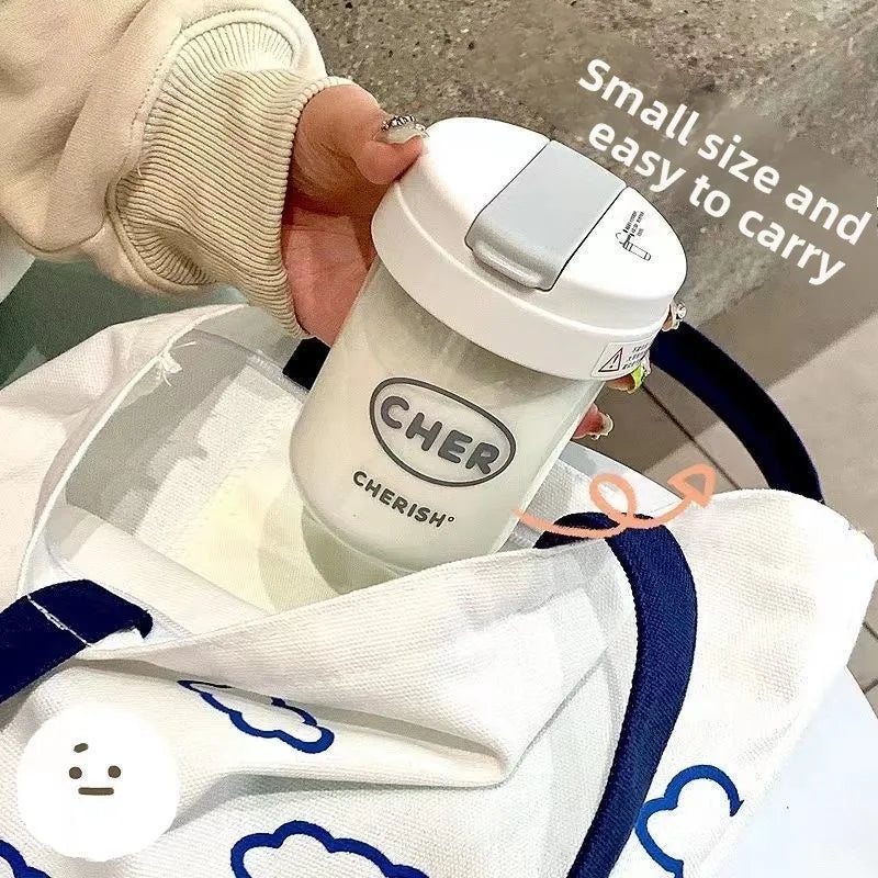Straw Cup Mini Portable Outdoor Sport Water Bottle Anti-fall Milk Coffee Cup Outdoor Camping Drinking Tools Student straw cup Peaceful Pleasures Health and Wellness