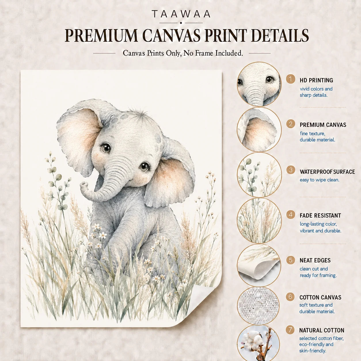 Personalized Letter Wall Art Cute Animal Canvas Painting Soft Nursery Poster Print Kids Room Wall Decor Peaceful Pleasures Health and Wellness