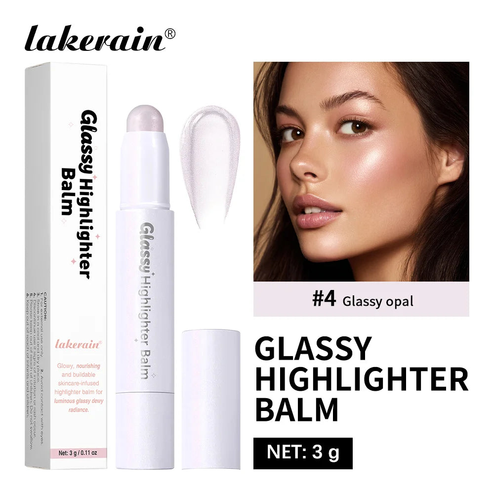 Glassy Highlighter Balm Brighten Complexion Deep Hydration Long Lasting Wear Highlighting Cream Eye Cheek Lip Body Glossy Pen Peaceful Pleasures Health and Wellness Glassy Opal