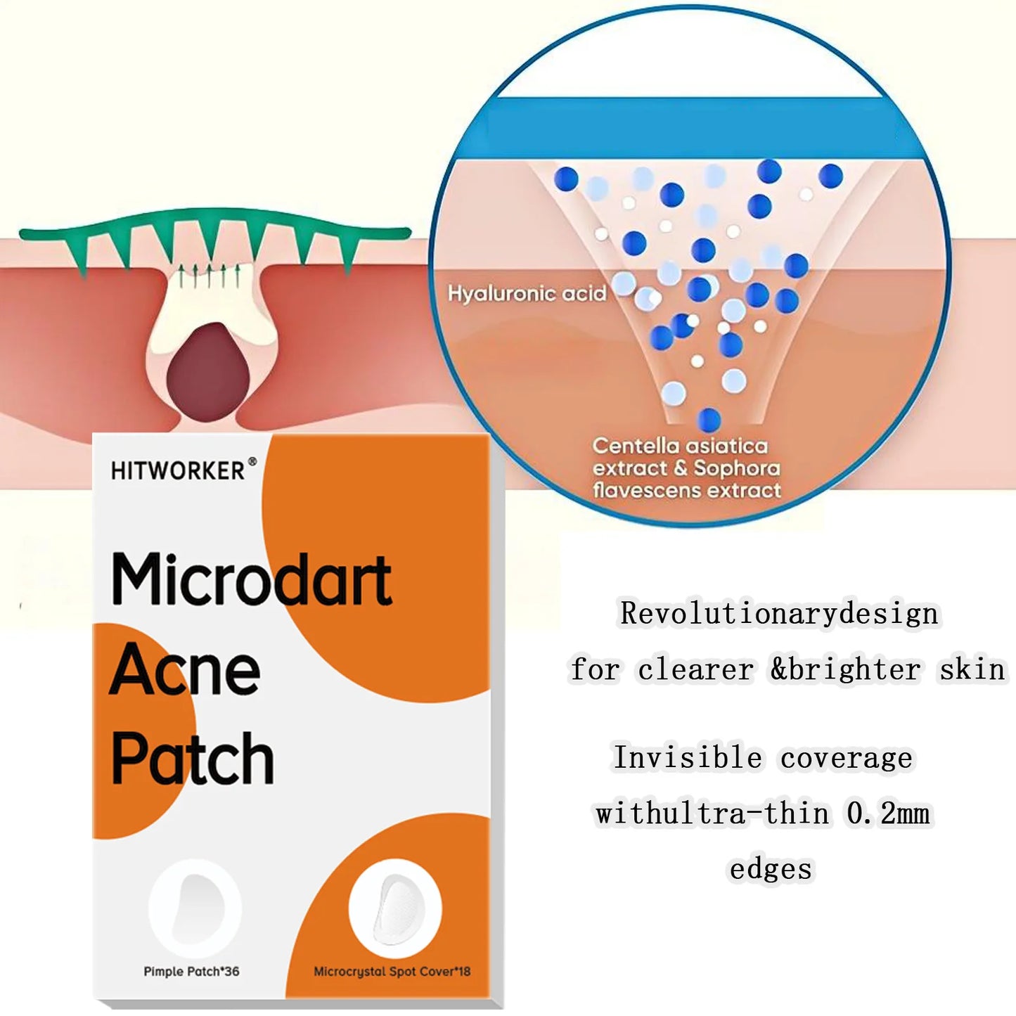 Invisible Hydrocolloid Acne Patches – Waterproof, All Skin Types