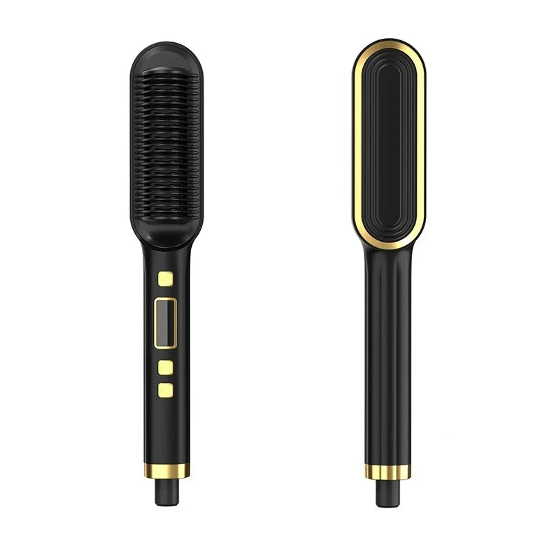 Hair Straightener Brush Iron Professional Hair Tools Straightening Comb LCD Hair Comb Wet And Dry Hair Straightener & Curler Peaceful Pleasures Health and Wellness black AU United States