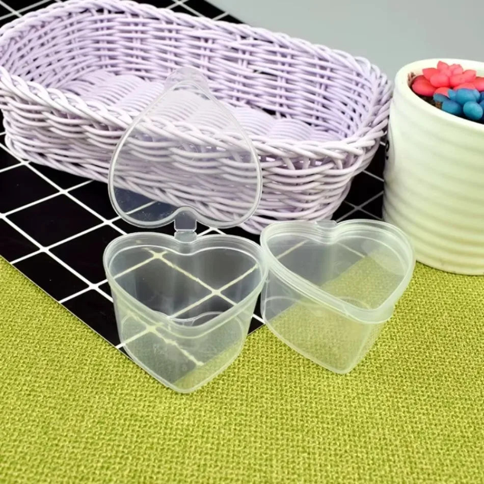 Love Heart Shaped Transparent Packaging Box Lids DIY Slime Pudding