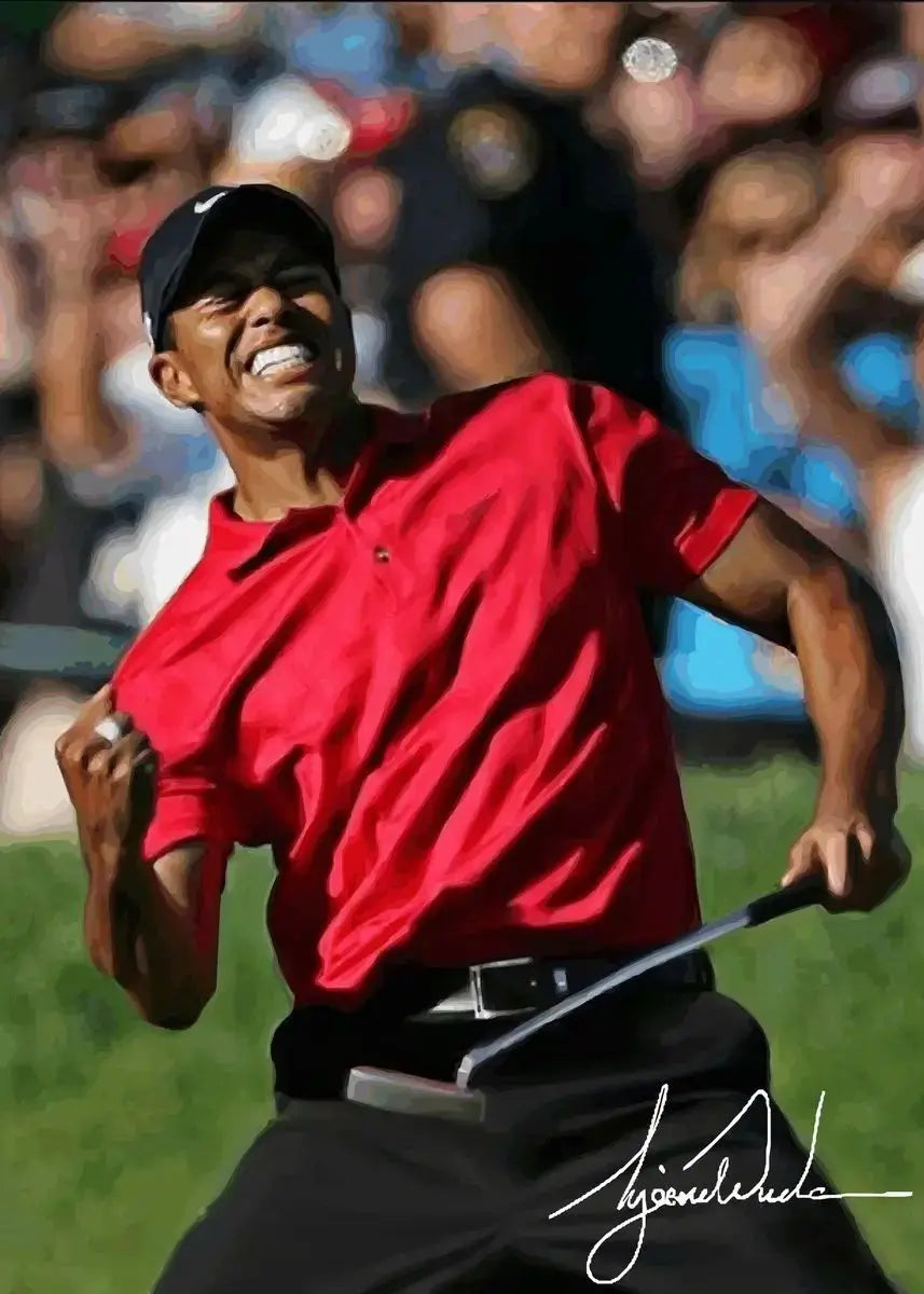 Tiger Woods Golf Portrait Canvas Wall Art | Fan Gift Poster