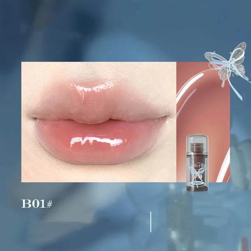 FLORTTE Butterfly Mirror Lip Gloss – Jelly Tint & Plumping Glaze