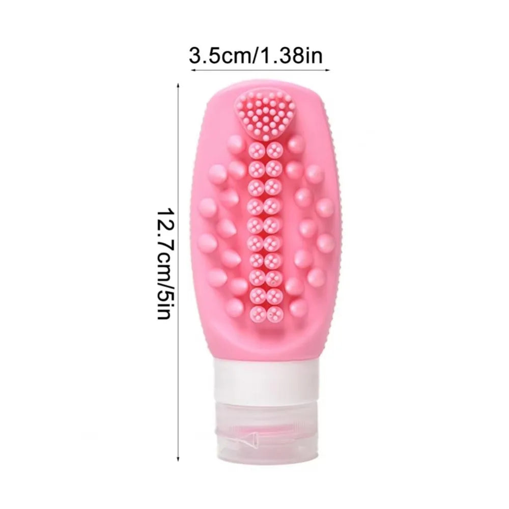 2-in-1 Silicone Travel Bottle & Shampoo Brush | 90ml Refillable