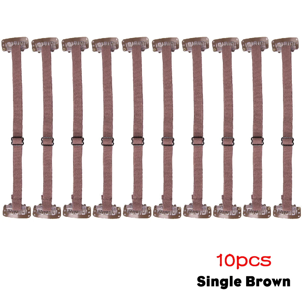 10Pcs Fox Eyes Magic Elastic Bands Adjustable Brow Lifting Eyebrow Clips Single Double Tighten Foxy Hair Straps for Wholesale Peaceful Pleasures Health and Wellness 10Pcs Single Brown