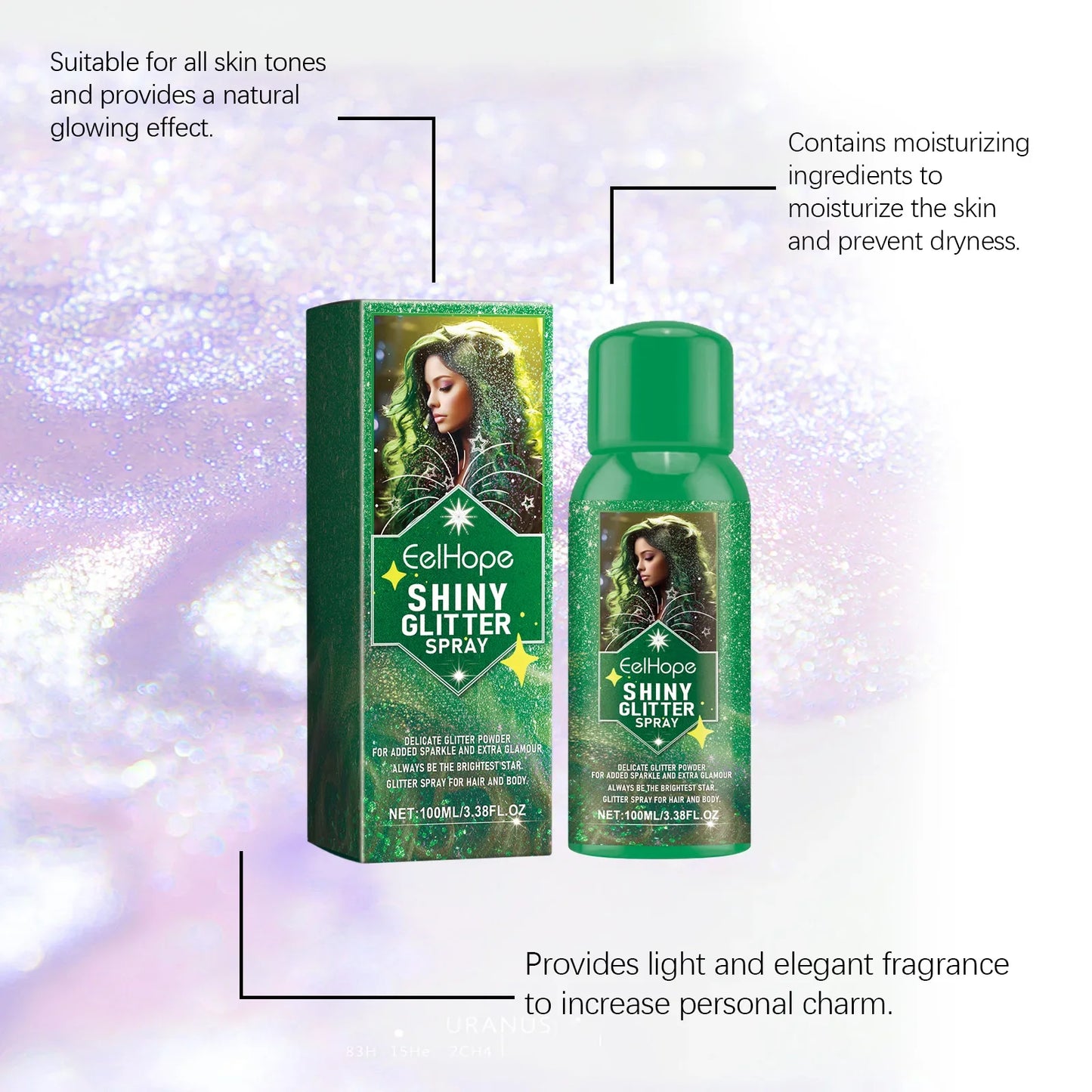 Eelhope Glitter Spray – Body, Face, Hair & Clothes Shimmer