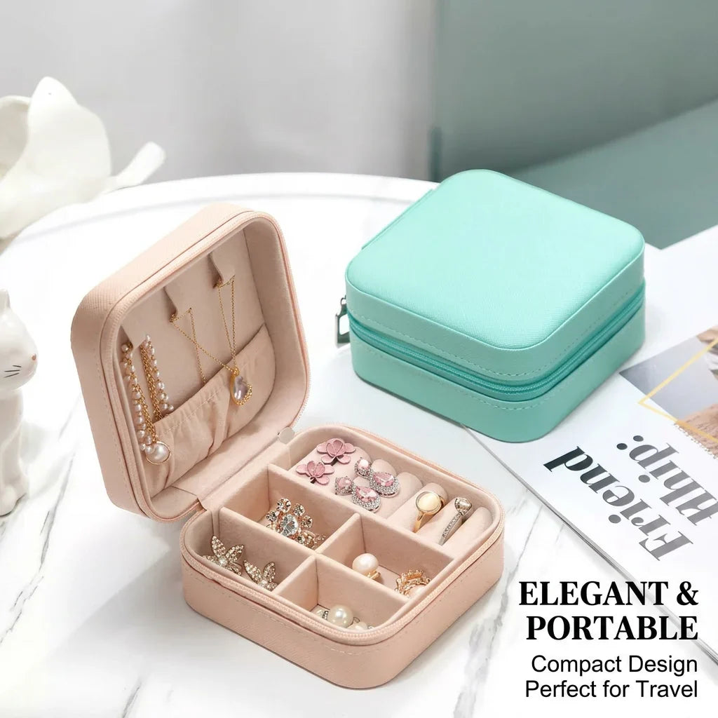 Mini PU Jewelry Organizer Box – Travel Case for Women