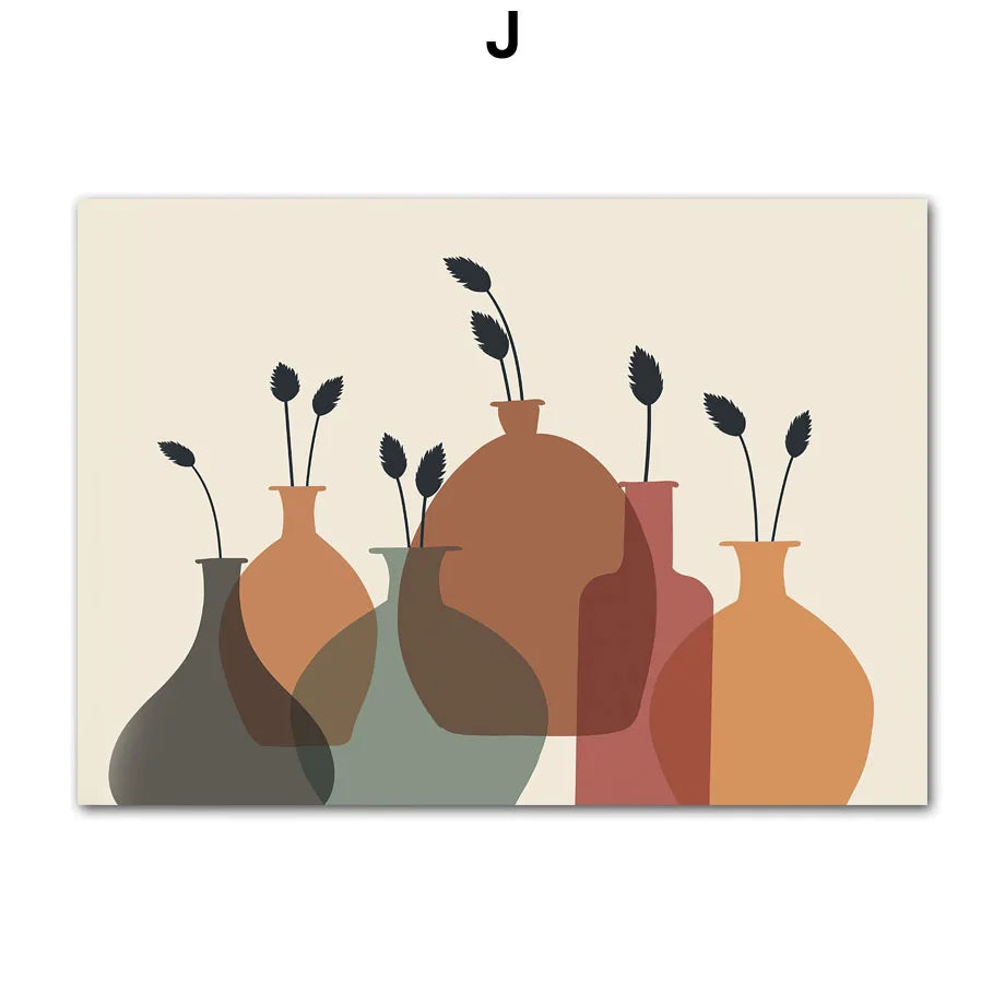 Boho Abstract Line Art Canvas Print | Beige Terracotta Wall Art