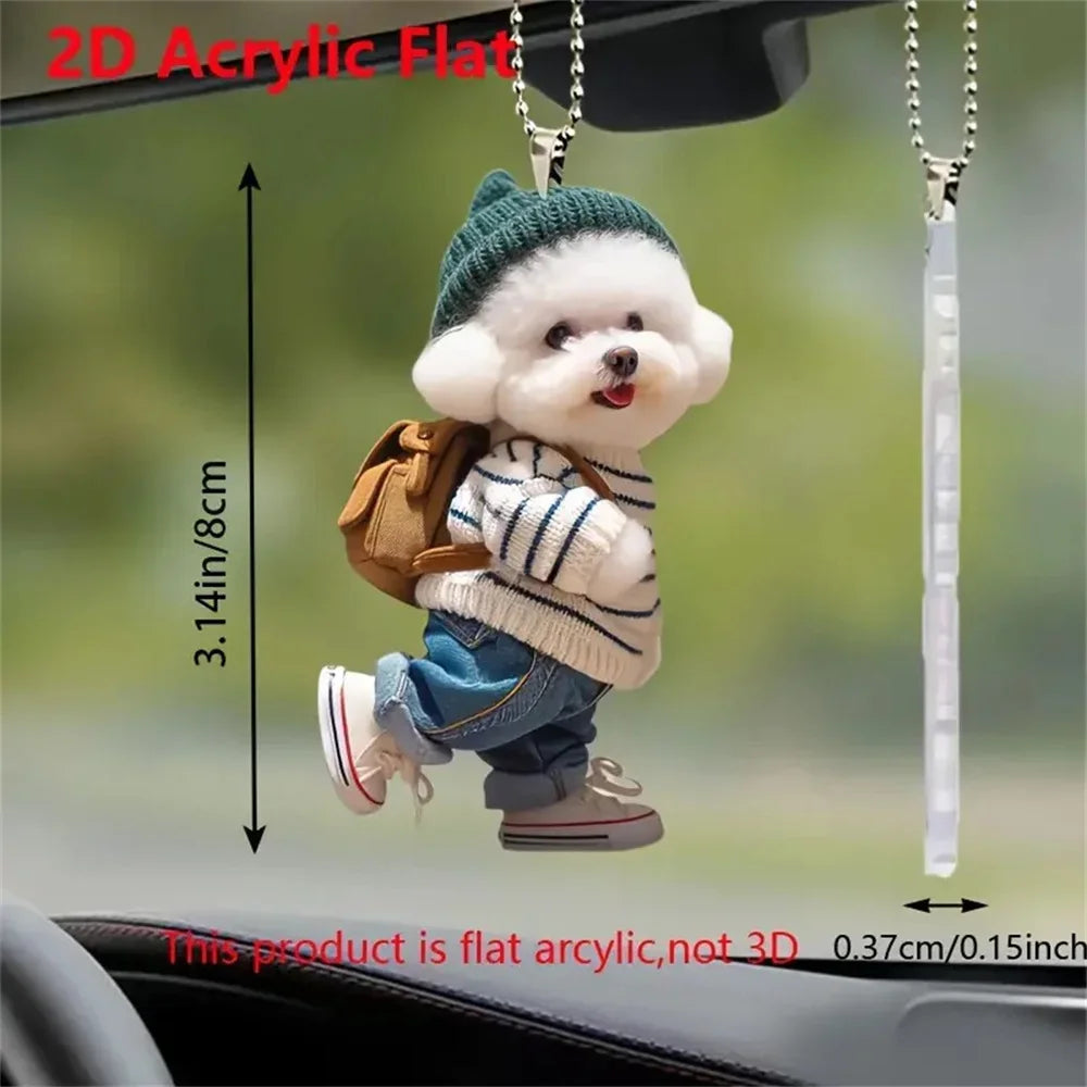 2D Acrylic Dog & Cat Pendant – Car, Xmas Tree & Bag Ornament
