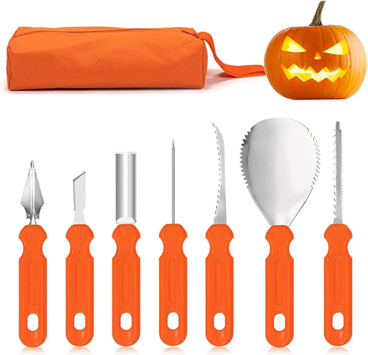 7-Piece Halloween Pumpkin Carving Kit | Stainless Steel Tools Pumpkin Carving Kit Peaceful Pleasures Health and Wellness 7pcs Set