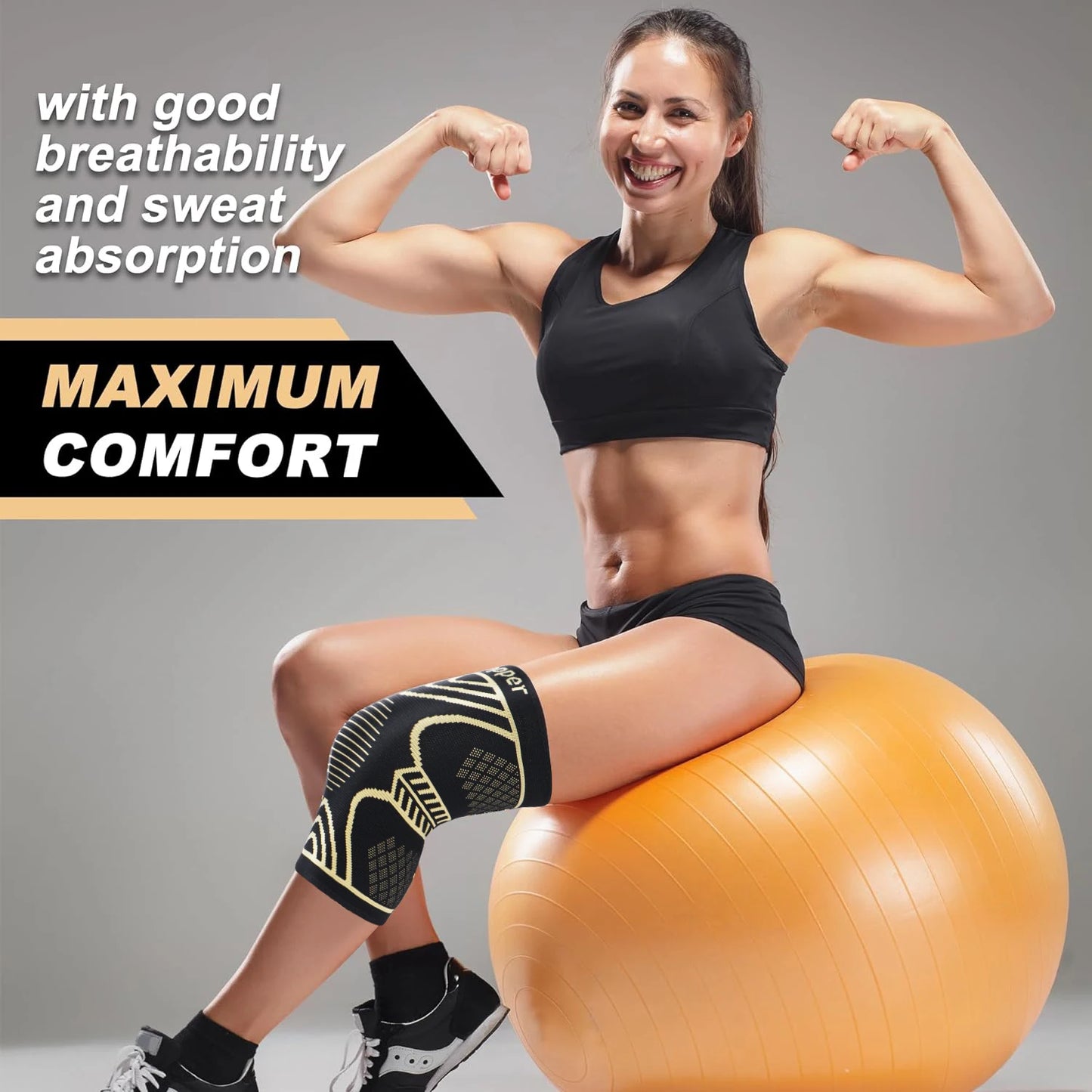 Anti-Slip Copper Knee Wrap for Running & Weightlifting