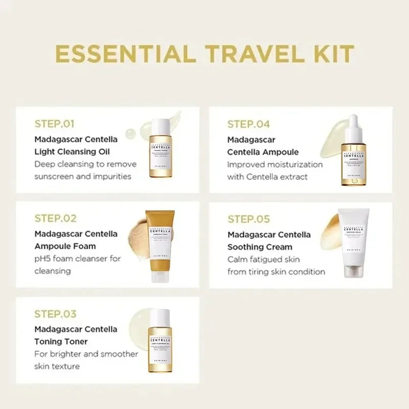 Korean Centella Travel Kit — 5-Piece Mini Skincare Gift Set Peaceful Pleasures Health and Wellness