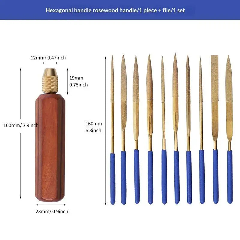 Wood File Handle Brass Collet Chuck – Metal & Jade Polishing DIY File Handle Accessory Peaceful Pleasures Health and Wellness