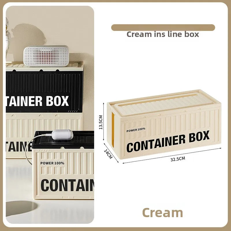 Cable Management Box | Power Strip Organizer & Phone Stand