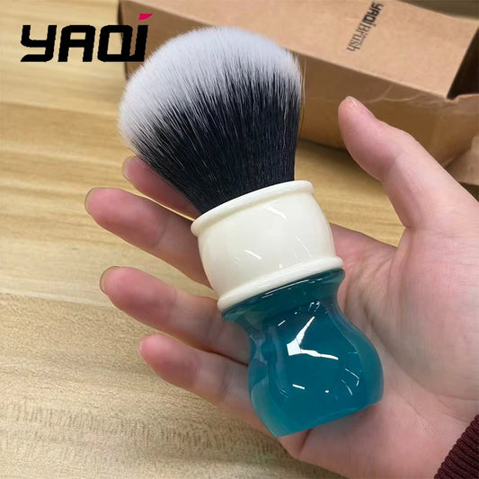2026 Yaqi 24mm Aqua Tuxedo Synthetic Hair Shaving Brush for Men - Premium Quality Non-Slip Handle Shaving Accessory Peaceful Pleasures Health and Wellness