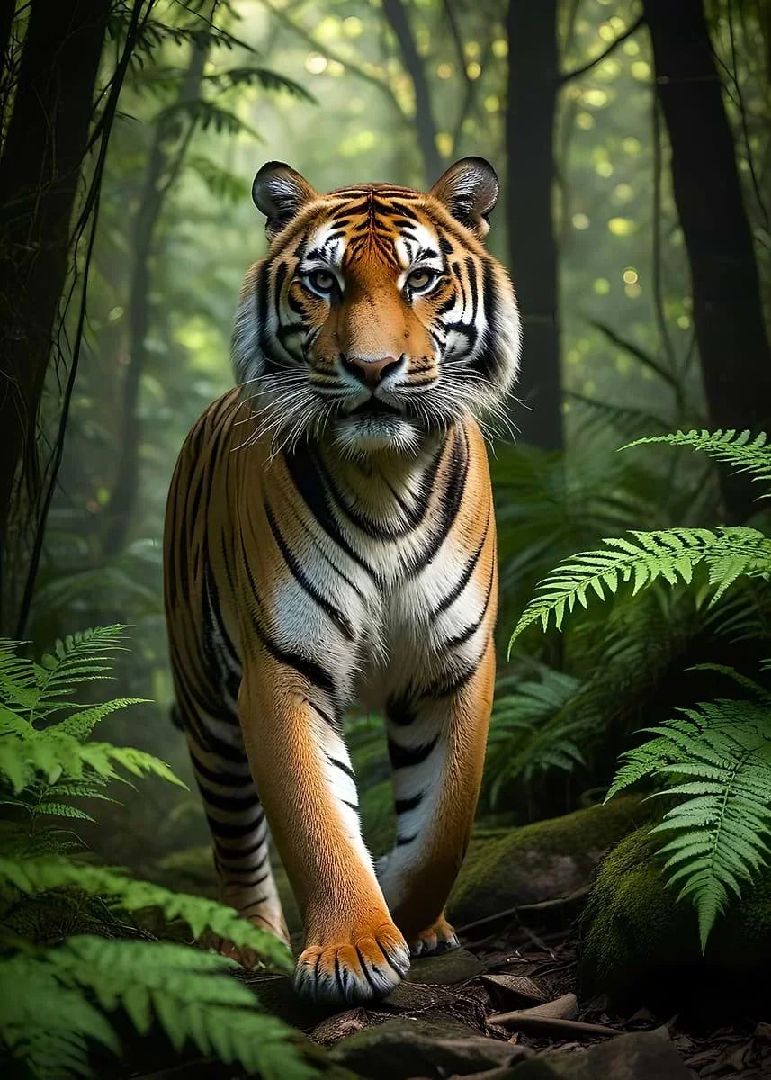 Tropical Tiger Forest Canvas Wall Art | Minimalist Home Decor Canvas Wall Art Peaceful Pleasures Health and Wellness 16 40x50cm Unframed