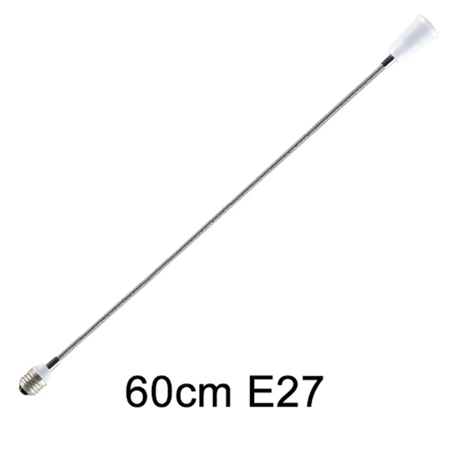 6cm 9cm 15cm 20cm 30cm 60cm Flexible E27 to E27 LED Bulb Extension Lamp Holder Base Socket AC85-265V LED Lamp Holder Converter Peaceful Pleasures Health and Wellness E27 to E27 60cm