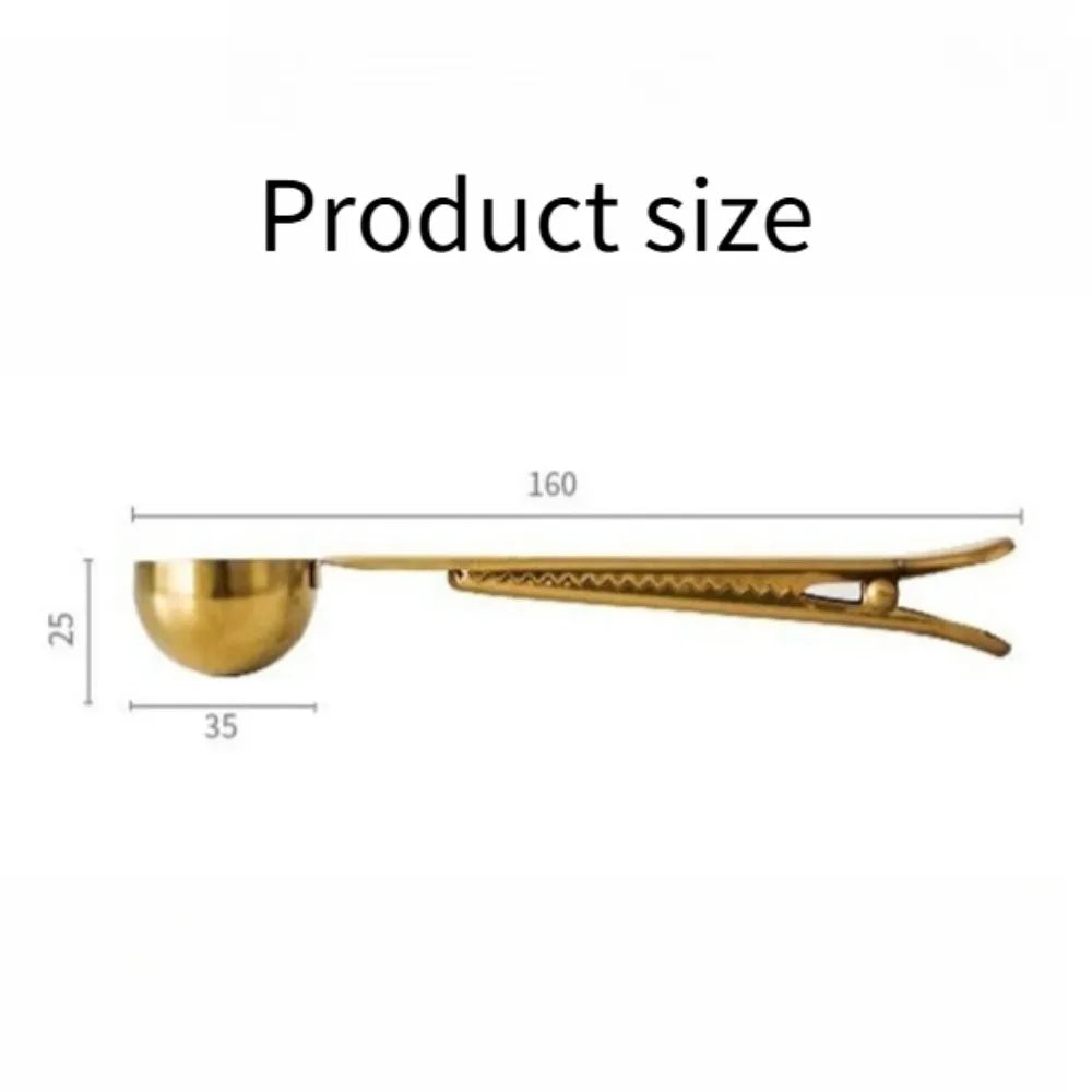 2-in-1 Coffee Scoop Stainless Steel Coffee Powder Measuring Scoop with Sealing Clip Tea Milk Powder Scoop Coffee Accessories Peaceful Pleasures Health and Wellness