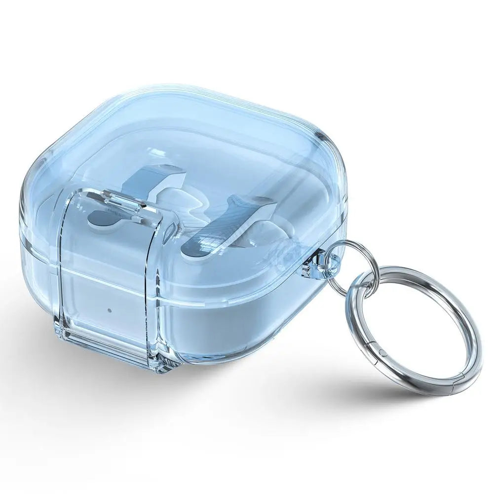 Crystal Transparent Earphone Case for Samsung Galaxy Buds4Pro Dust-proof Scratch-resistant Protective Cover Clear Secure Shell Peaceful Pleasures Health and Wellness Blue
