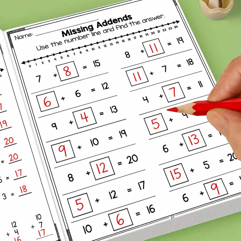 Missing Addends Math Workbook 32 Pages Number Line Addition