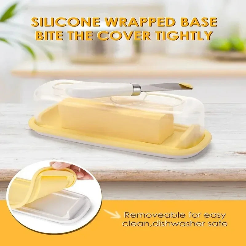 Fresh Keeping Butter Box with Lid and Knife Plastic Solid Cheese Storage Container Kitchen Supplies Butter Dish Peaceful Pleasures Health and Wellness